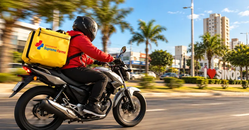 Entregador da Drogaria Suprema de moto